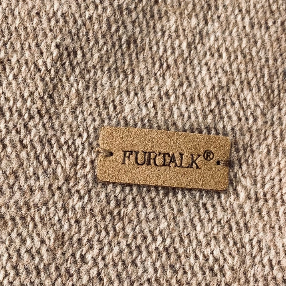 Furtalk Tan Knit Wool Cashmere Blend Slouchy Beanie - Picture 7 of 12